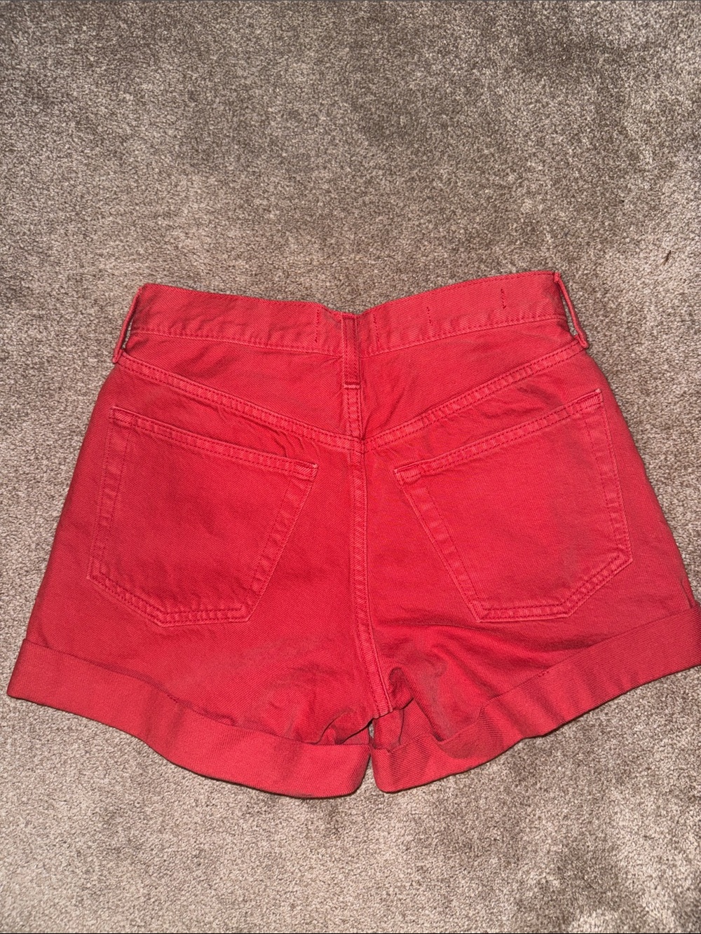 Universal Thread Bright Red High-Rise Button-Fly Denim Shorts - Picture 2 of 3